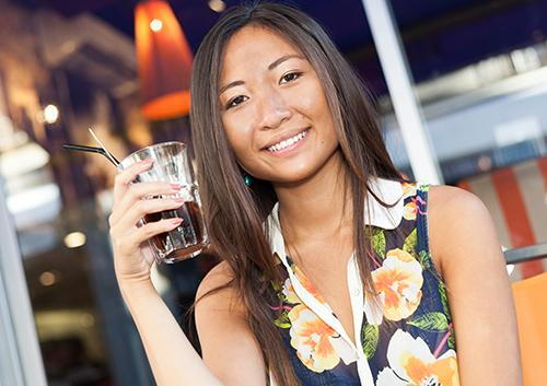 woman with drinks